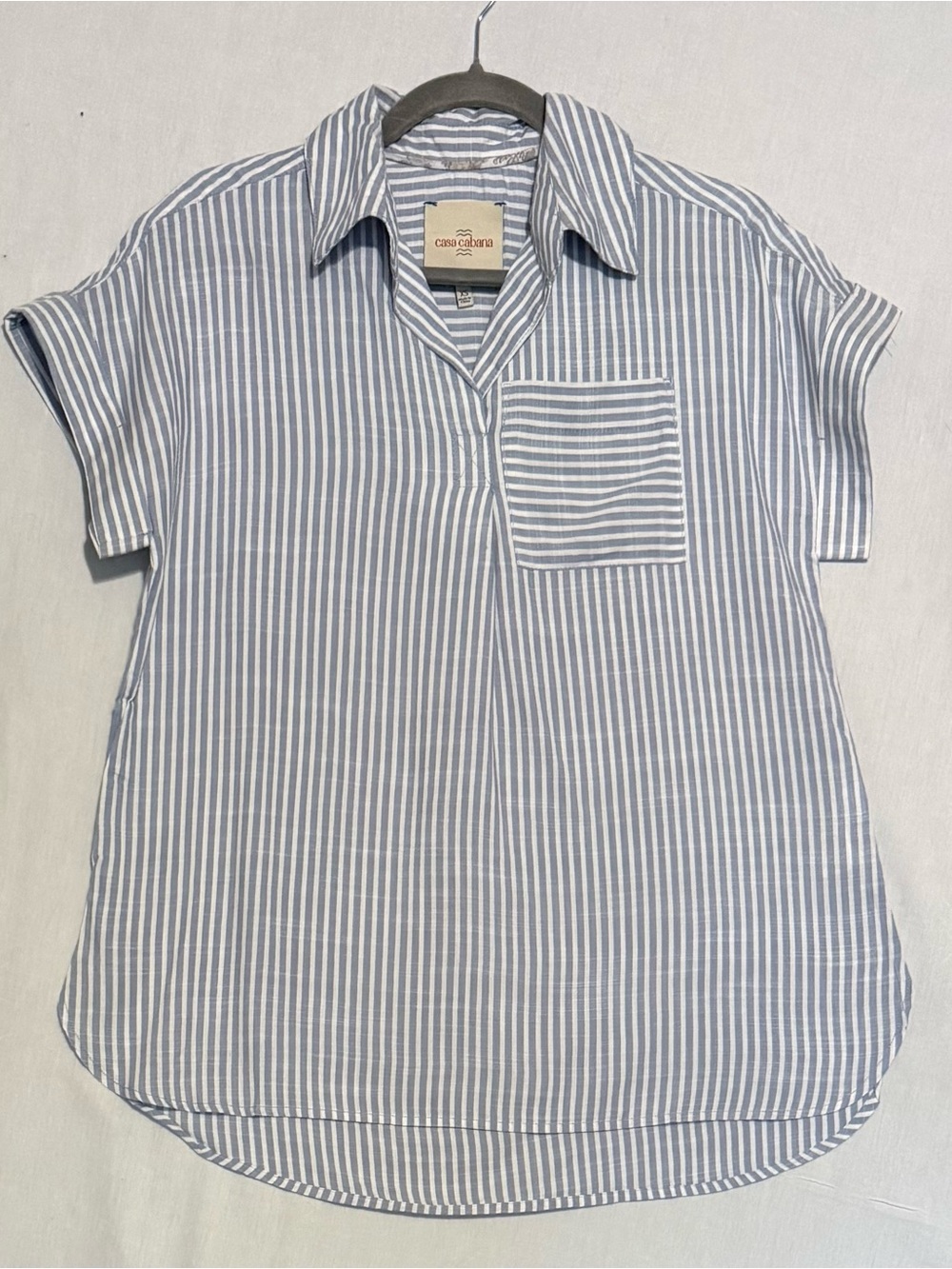 Casa Cabana Shirt Women’s Cotton Gauze Coastal Summer Short Sleeve Button Top XS